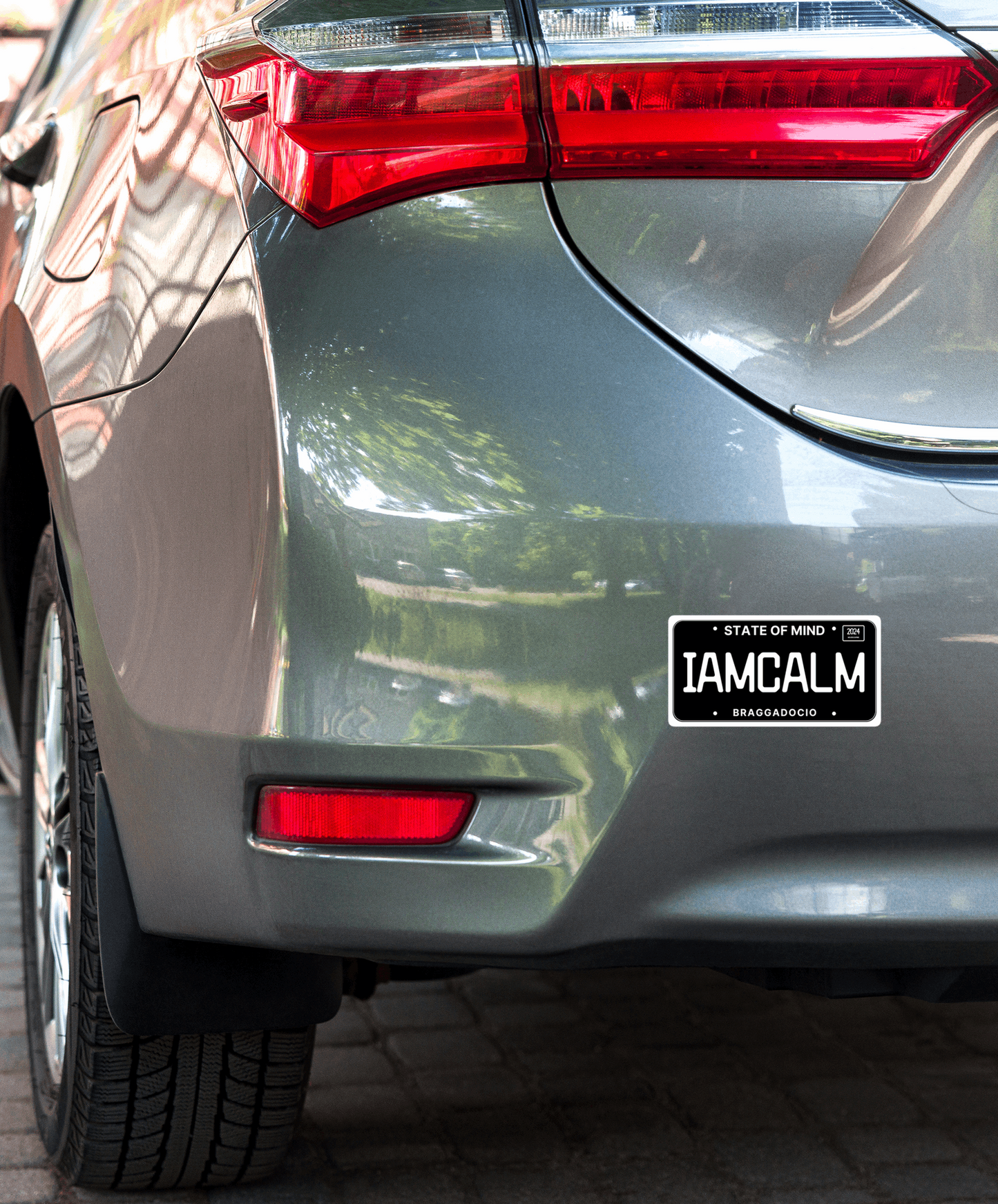 Vanity Plate: IAMCALM Vinyl Sticker - Braggadocio Design -