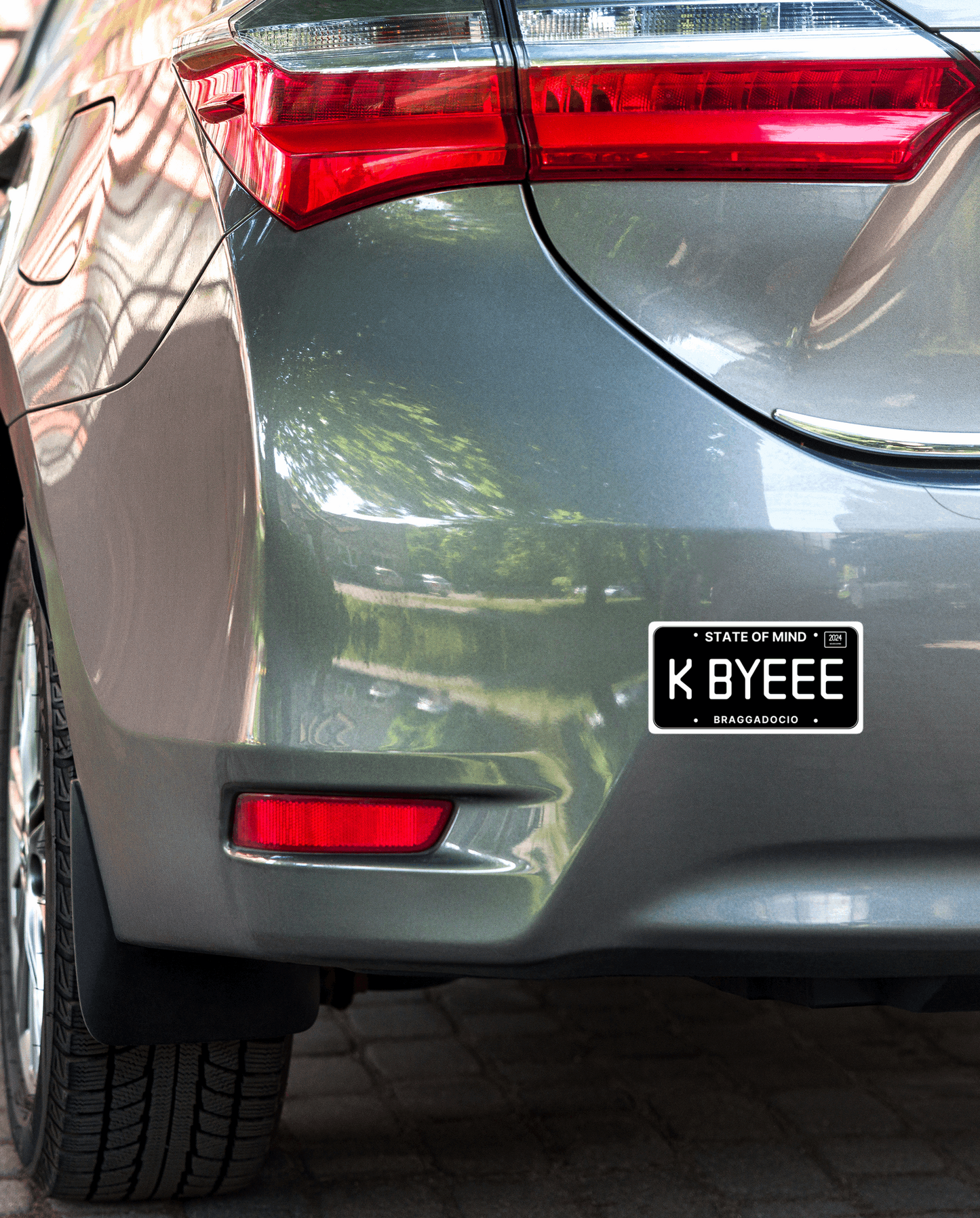 Vanity Plate: K BYEEE Vinyl Sticker - Braggadocio Design -