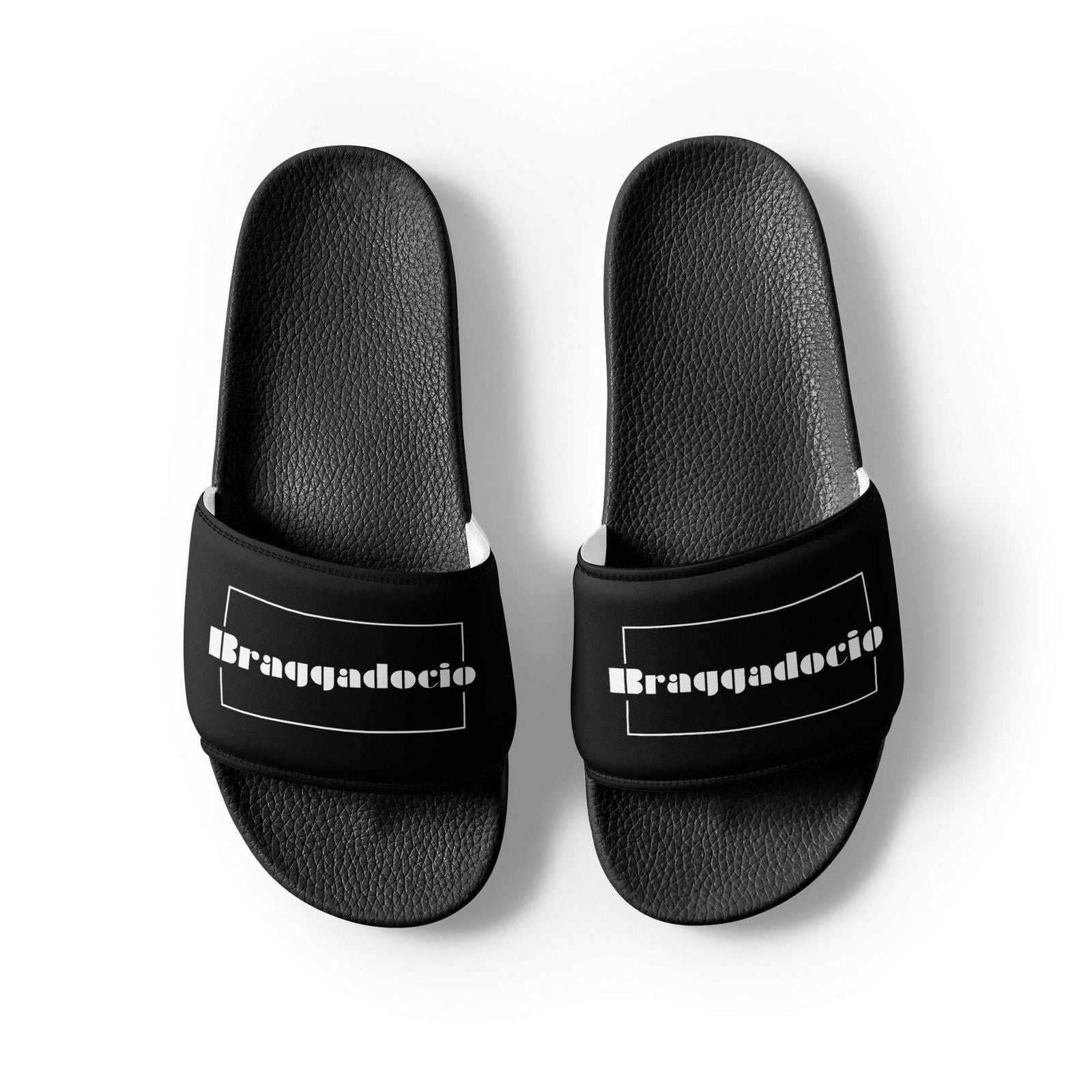 Braggadocio Brand Logo Men's Slides - Braggadocio Design - 