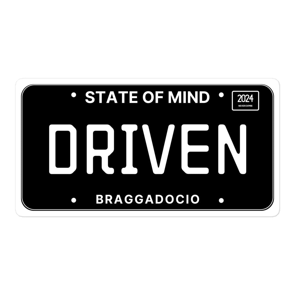 Vanity Plate: DRIVEN Vinyl Sticker - Braggadocio Design - 