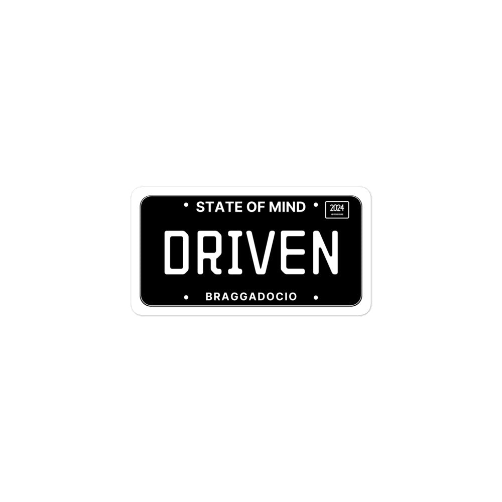 Vanity Plate: DRIVEN Vinyl Sticker - Braggadocio Design - 