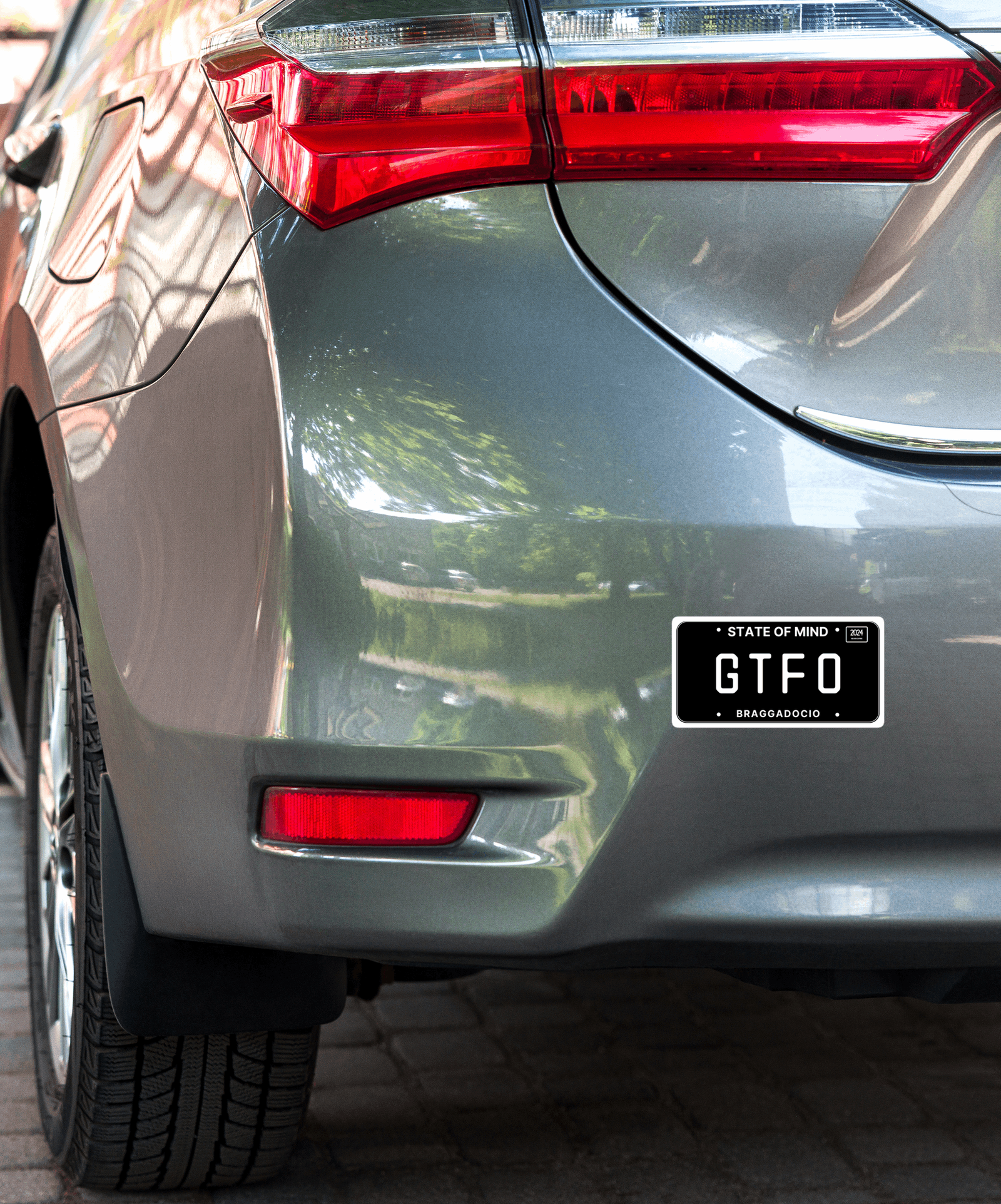 Vanity Plate: GTFO Vinyl Sticker - Braggadocio Design - 
