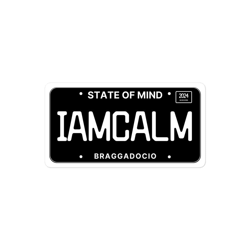 Vanity Plate: IAMCALM Vinyl Sticker - Braggadocio Design - 