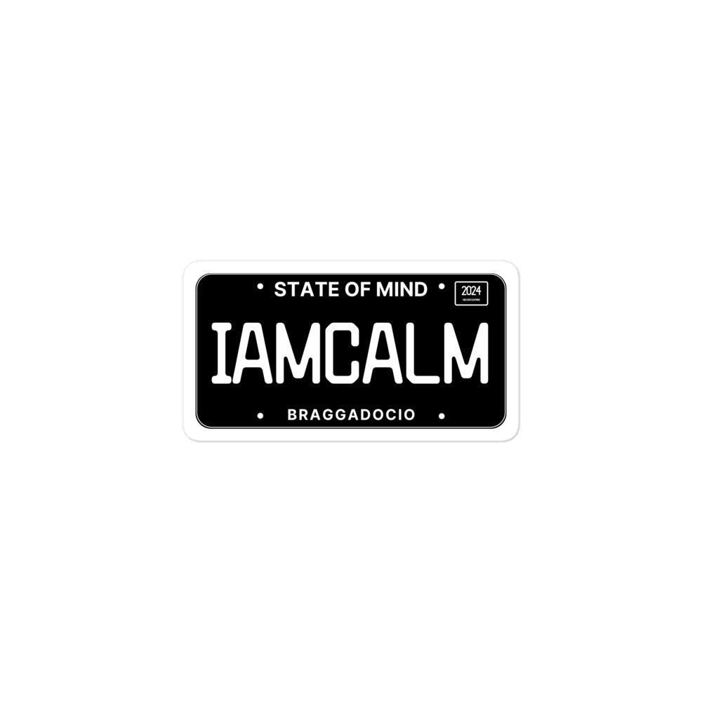 Vanity Plate: IAMCALM Vinyl Sticker - Braggadocio Design - 