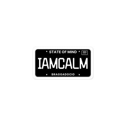 Vanity Plate: IAMCALM Vinyl Sticker - Braggadocio Design - 