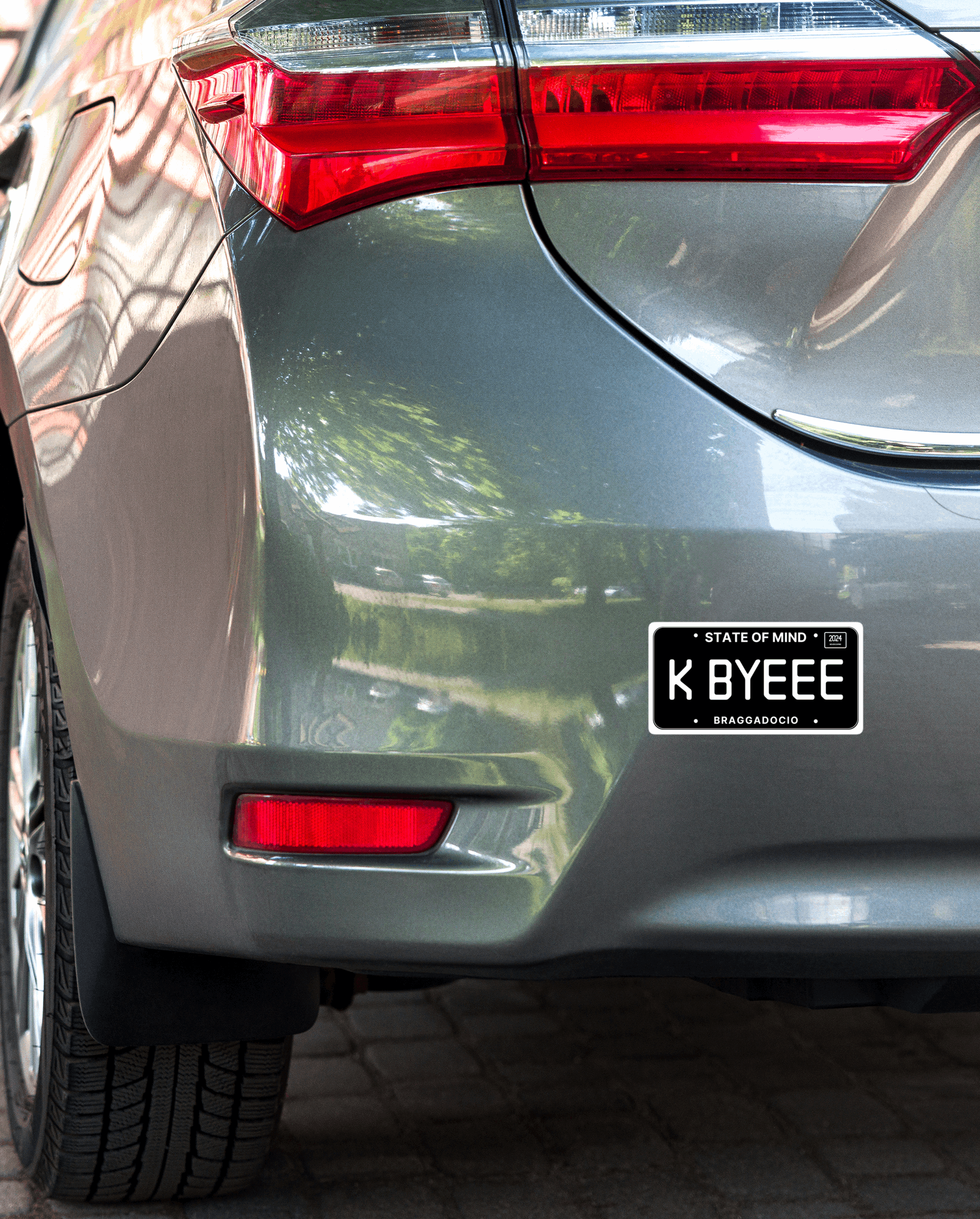 Vanity Plate: K BYEEE Vinyl Sticker - Braggadocio Design - 