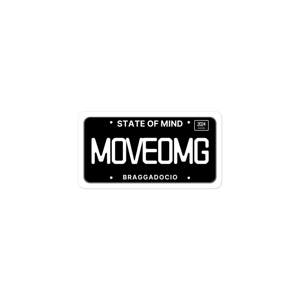 Vanity Plate: MOVEOMG Vinyl Sticker - Braggadocio Design - 