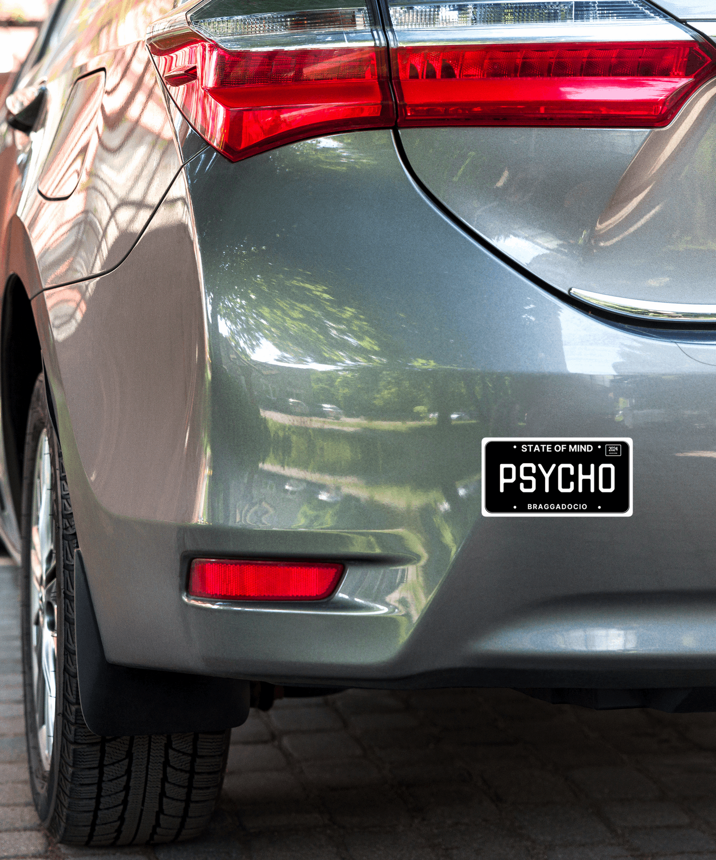 Vanity Plate: PSYCHO Vinyl Sticker - Braggadocio Design - 
