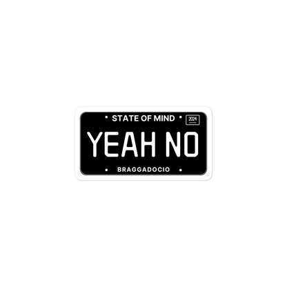Vanity Plate: YEAH NO Vinyl Sticker - Braggadocio Design - 
