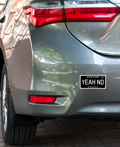 Vanity Plate: YEAH NO Vinyl Sticker - Braggadocio Design - 
